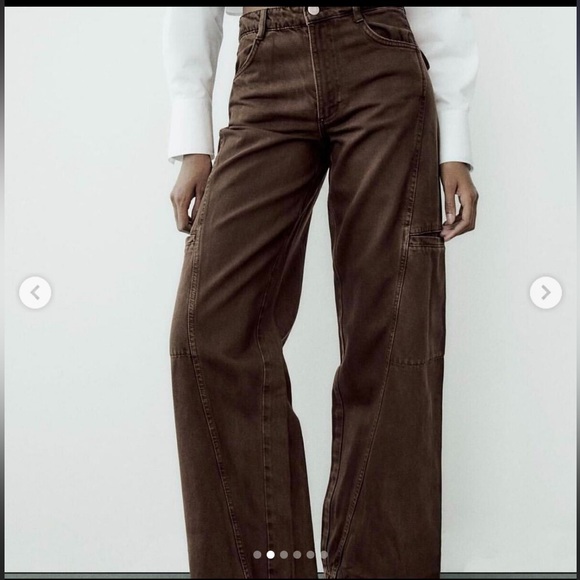 Zara chocolate brown cargo jeans (6) - Picture 3 of 10
